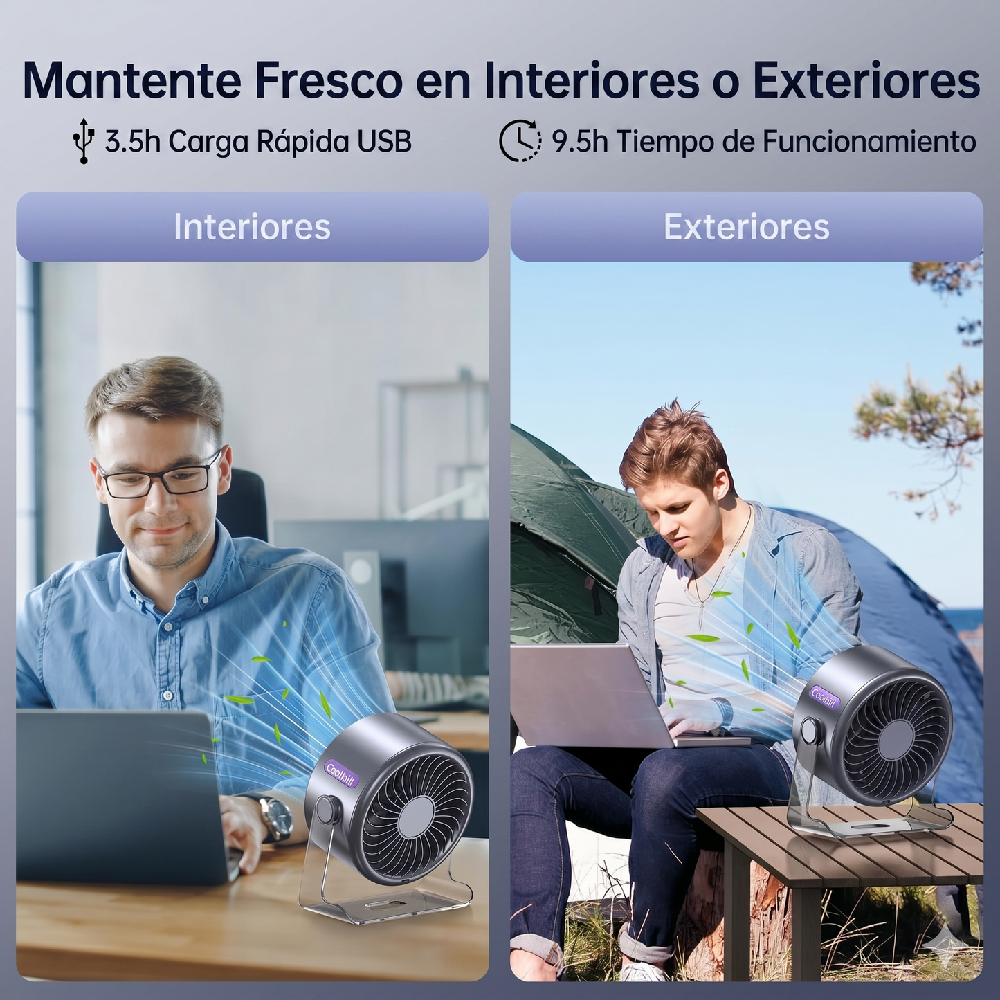 Ventilador Turbo Portátil Recargable con 100 Velocidades y Pantalla Digital LED™