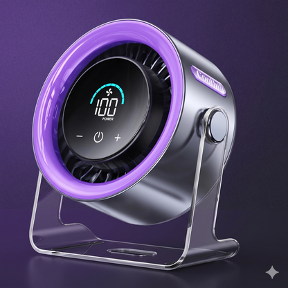 Ventilador Turbo Portátil Recargable con 100 Velocidades y Pantalla Digital LED™