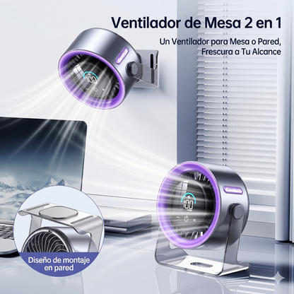 Ventilador Turbo Portátil Recargable con 100 Velocidades y Pantalla Digital LED™